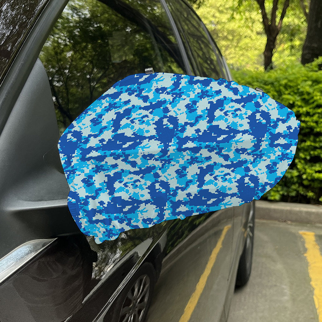 Blue Digital Camo Pattern Print Car Side Mirror Covers