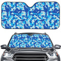 Blue Digital Camo Pattern Print Car Windshield Sun Shade