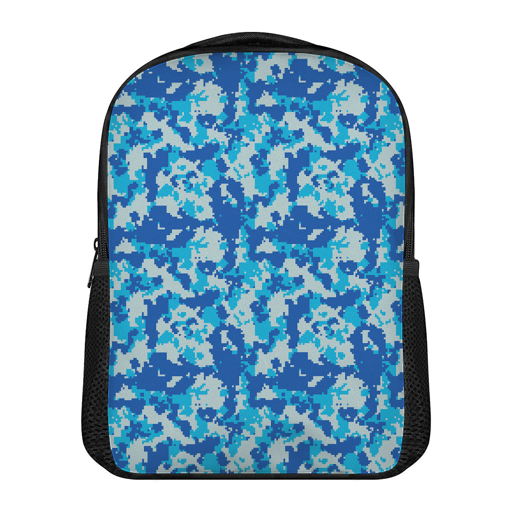 Blue Digital Camo Pattern Print Casual Backpack