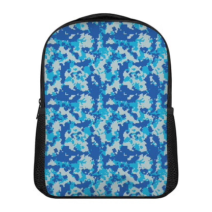 Blue Digital Camo Pattern Print Casual Backpack