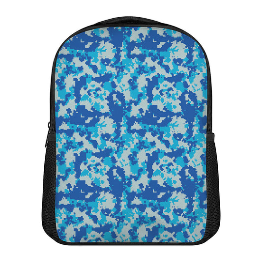 Blue Digital Camo Pattern Print Casual Backpack