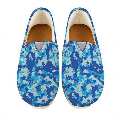 Blue Digital Camo Pattern Print Casual Shoes