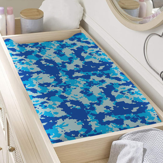 Blue Digital Camo Pattern Print Changing Pad Cover