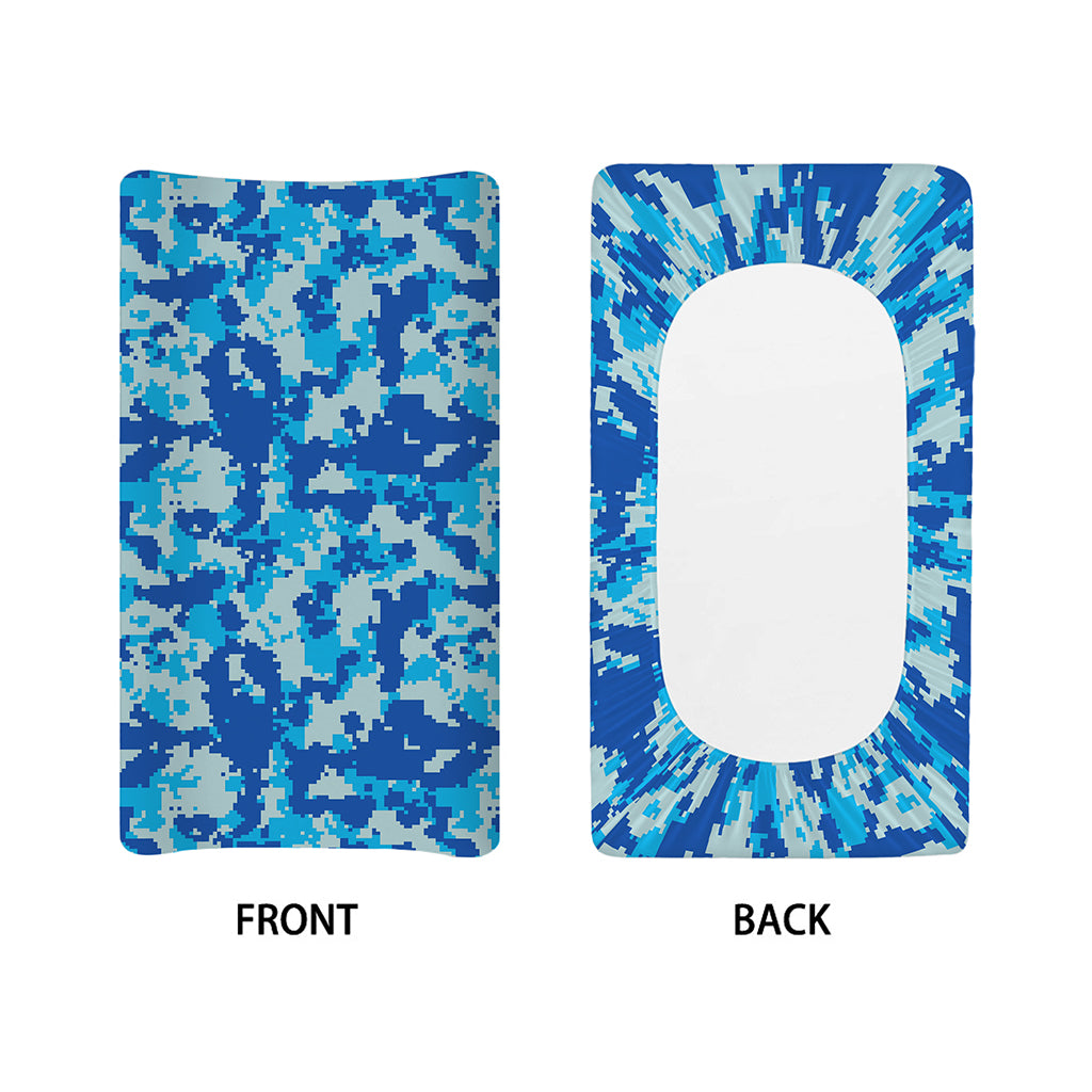 Blue Digital Camo Pattern Print Changing Pad Cover