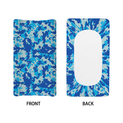 Blue Digital Camo Pattern Print Changing Pad Cover