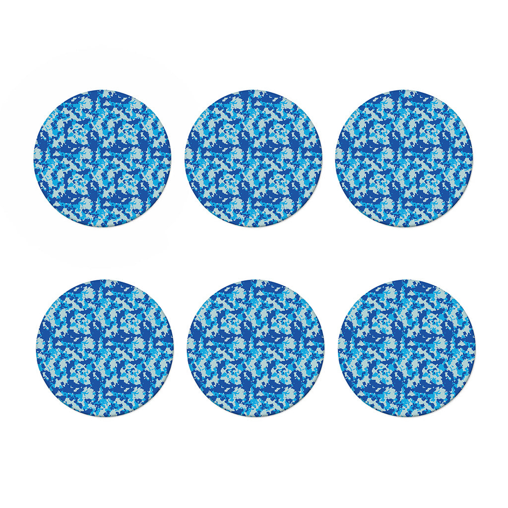 Blue Digital Camo Pattern Print Coaster Set