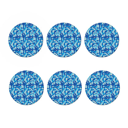 Blue Digital Camo Pattern Print Coaster Set
