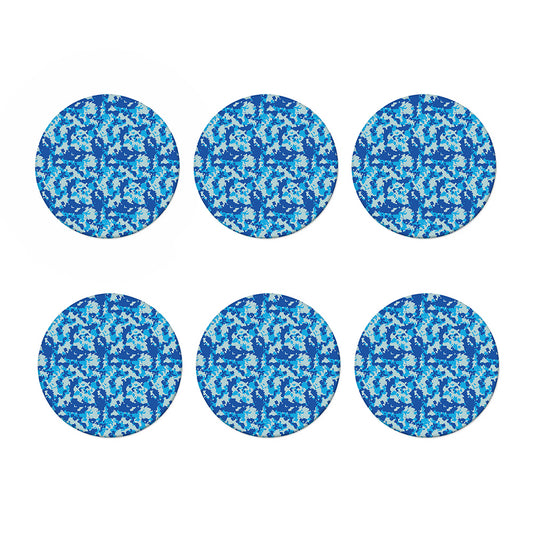 Blue Digital Camo Pattern Print Coaster Set