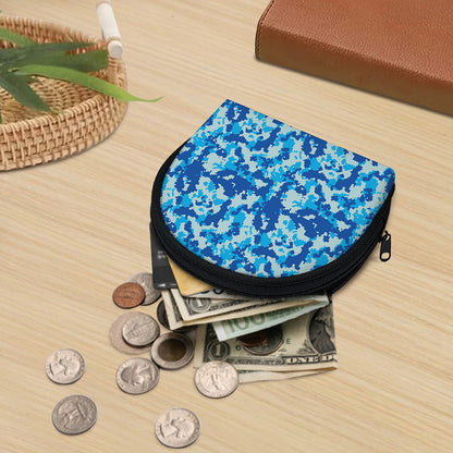 Blue Digital Camo Pattern Print Coin Purse
