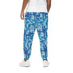 Blue Digital Camo Pattern Print Cotton Pants