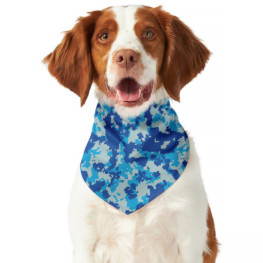 Blue Digital Camo Pattern Print Dog Bandana