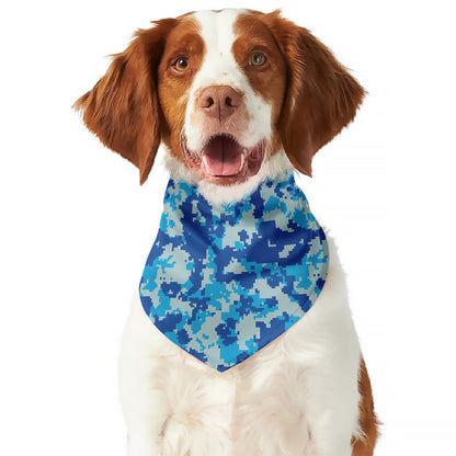 Blue Digital Camo Pattern Print Dog Bandana