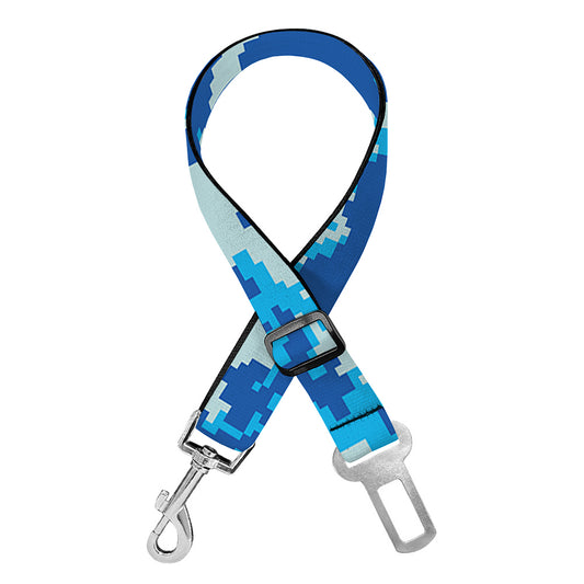 Blue Digital Camo Pattern Print Dog Seat Belt