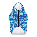 Blue Digital Camo Pattern Print Dog Zip Up Hoodie