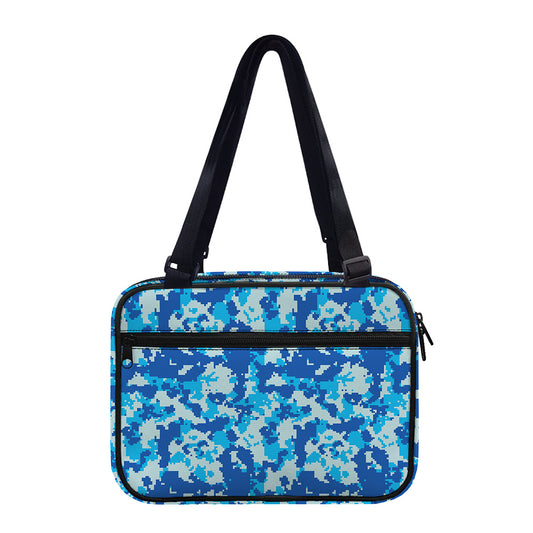 Blue Digital Camo Pattern Print Double Strap Bible Bag