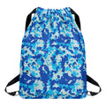Blue Digital Camo Pattern Print Drawstring Backpack