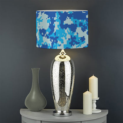 Blue Digital Camo Pattern Print Drum Lamp Shade