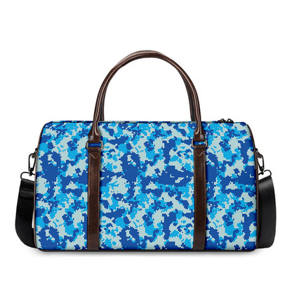 Blue Digital Camo Pattern Print Duffle Bag