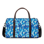 Blue Digital Camo Pattern Print Duffle Bag