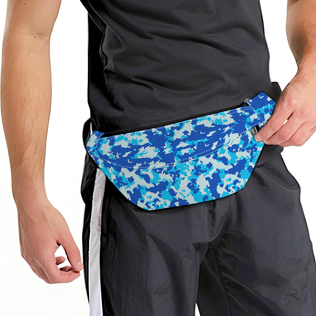 Blue Digital Camo Pattern Print Fanny Pack