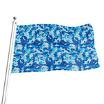 Blue Digital Camo Pattern Print Flag