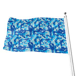 Blue Digital Camo Pattern Print Flag