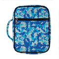 Blue Digital Camo Pattern Print Front Pocket Bible Bag