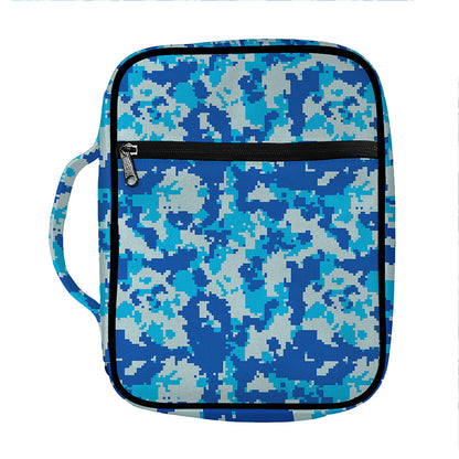 Blue Digital Camo Pattern Print Front Pocket Bible Bag