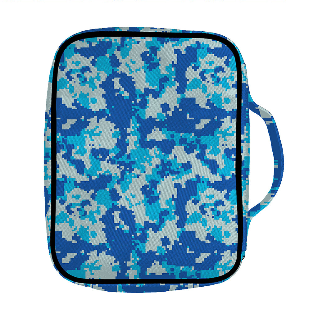 Blue Digital Camo Pattern Print Front Pocket Bible Bag