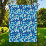 Blue Digital Camo Pattern Print Garden Flag