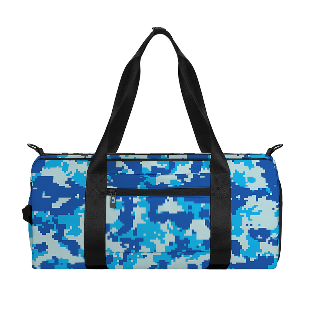 Blue Digital Camo Pattern Print Gym Bag