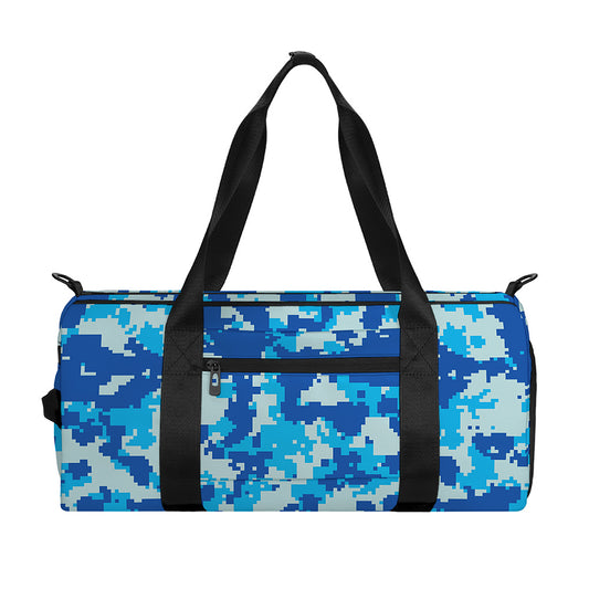 Blue Digital Camo Pattern Print Gym Bag