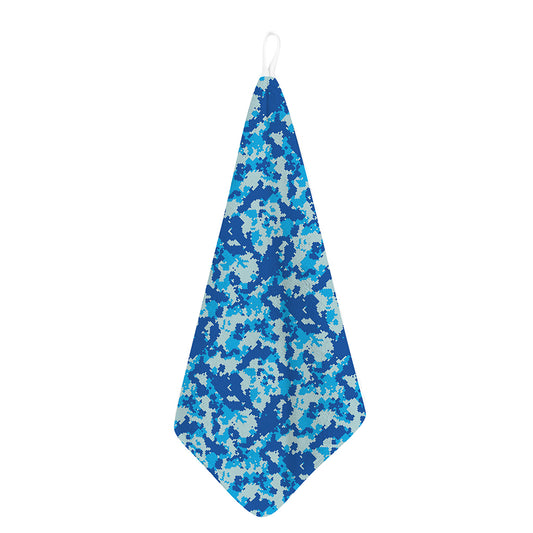 Blue Digital Camo Pattern Print Hand Towel