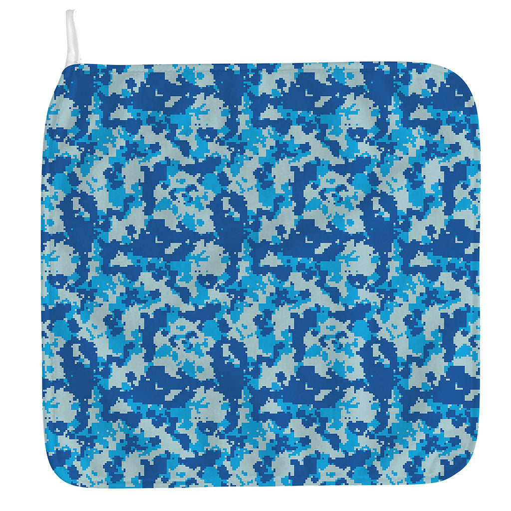 Blue Digital Camo Pattern Print Hand Towel