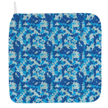 Blue Digital Camo Pattern Print Hand Towel