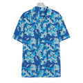 Blue Digital Camo Pattern Print Hawaiian Shirt