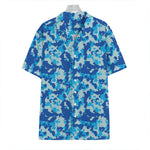 Blue Digital Camo Pattern Print Hawaiian Shirt