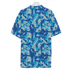 Blue Digital Camo Pattern Print Hawaiian Shirt
