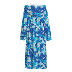 Blue Digital Camo Pattern Print Hooded Bathrobe