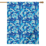 Blue Digital Camo Pattern Print House Flag