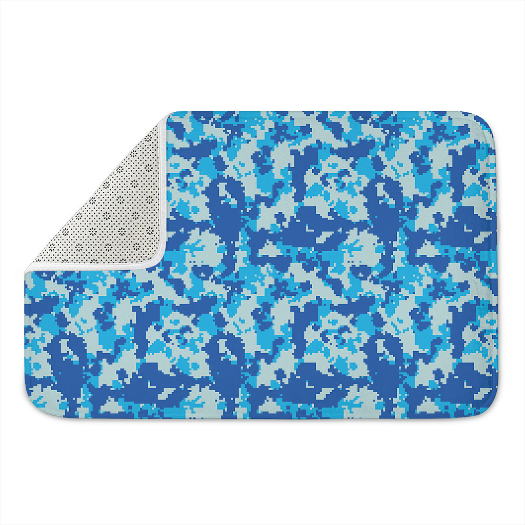 Blue Digital Camo Pattern Print Indoor Door Mat