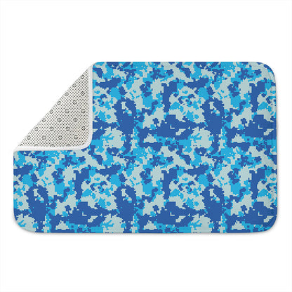 Blue Digital Camo Pattern Print Indoor Door Mat