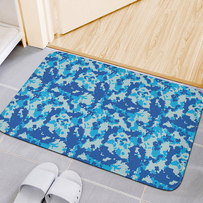 Blue Digital Camo Pattern Print Indoor Door Mat