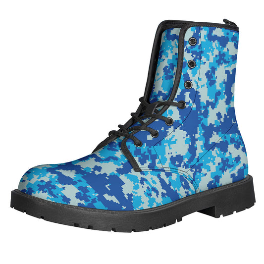 Blue Digital Camo Pattern Print Backpack