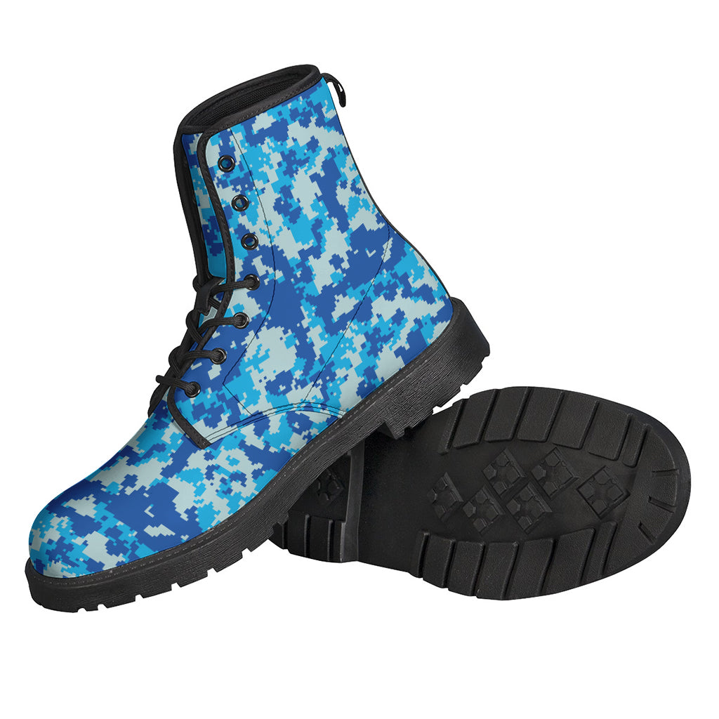 Blue Digital Camo Pattern Print Backpack