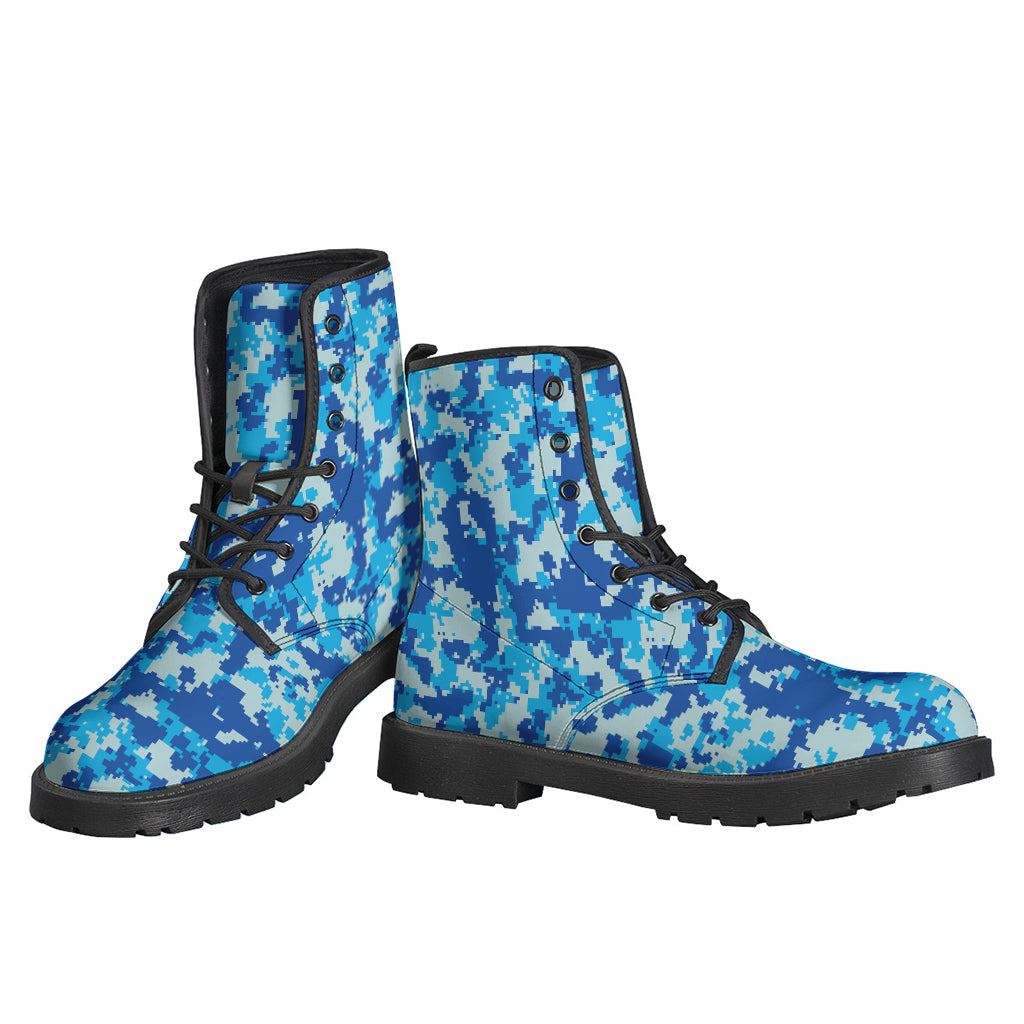 Blue Digital Camo Pattern Print Backpack