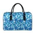 Blue Digital Camo Pattern Print Leather Duffel Bag