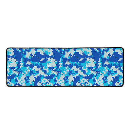 Blue Digital Camo Pattern Print Long Kitchen Mat