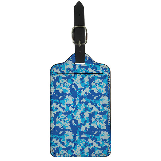 Blue Digital Camo Pattern Print Luggage Tag