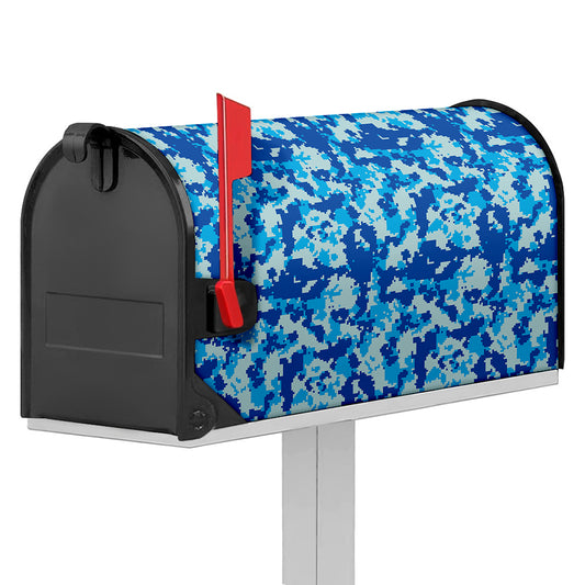 Blue Digital Camo Pattern Print Mailbox Cover